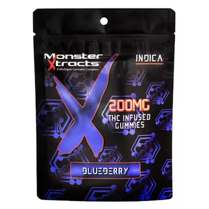 Photograph of product: Gummies - Monster X - (200mg) - Blueberry - (Oui'd)
