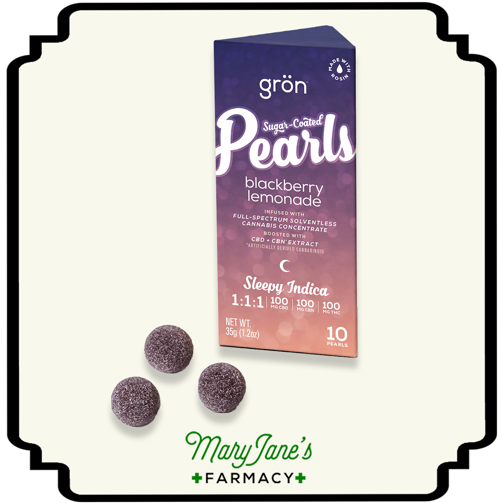 Photograph of product: Blackberry Lemonade Sleepy Oui'd 1:1:1 TH-oui:CBN:CBD Pearls 10-Pack | 100mg