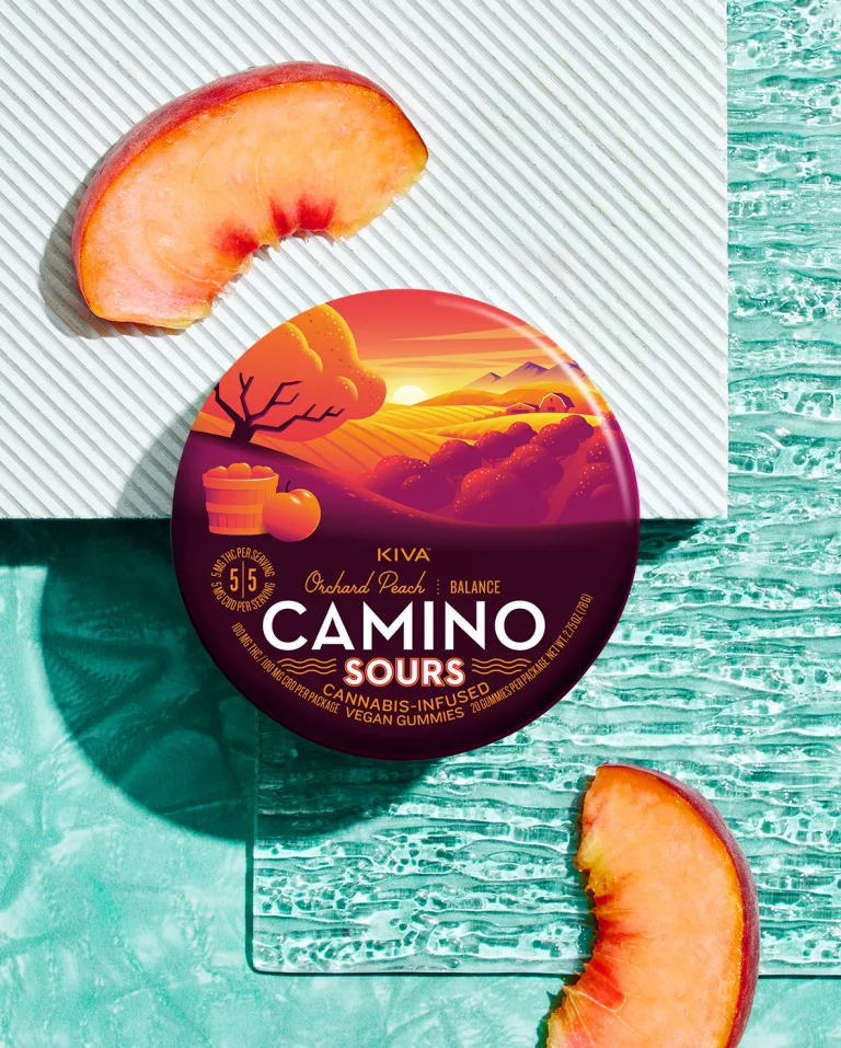 Photograph of product: Camino - Sours Orchard Peach (CBD 1:1) - 100mg (20 Chews)