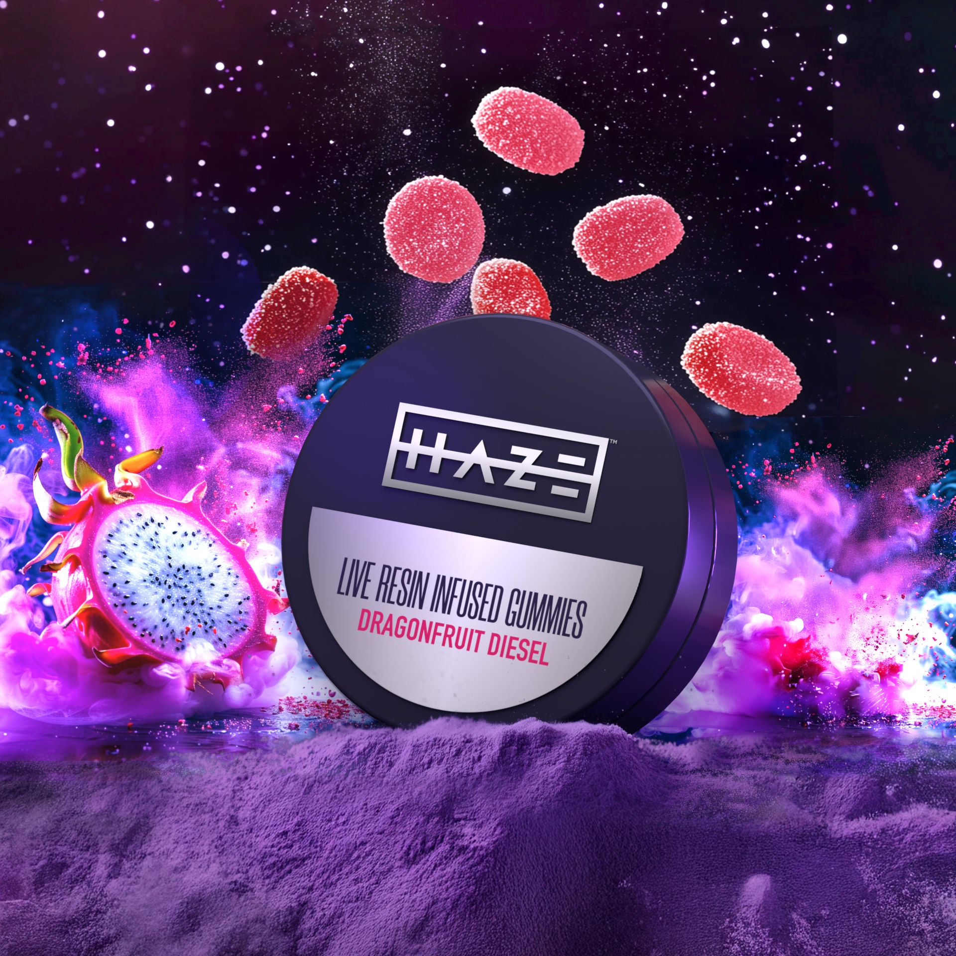 Photograph of product: Haze Dragonfruit Diesel (I) Live Resin Gummies 10mg 10pk