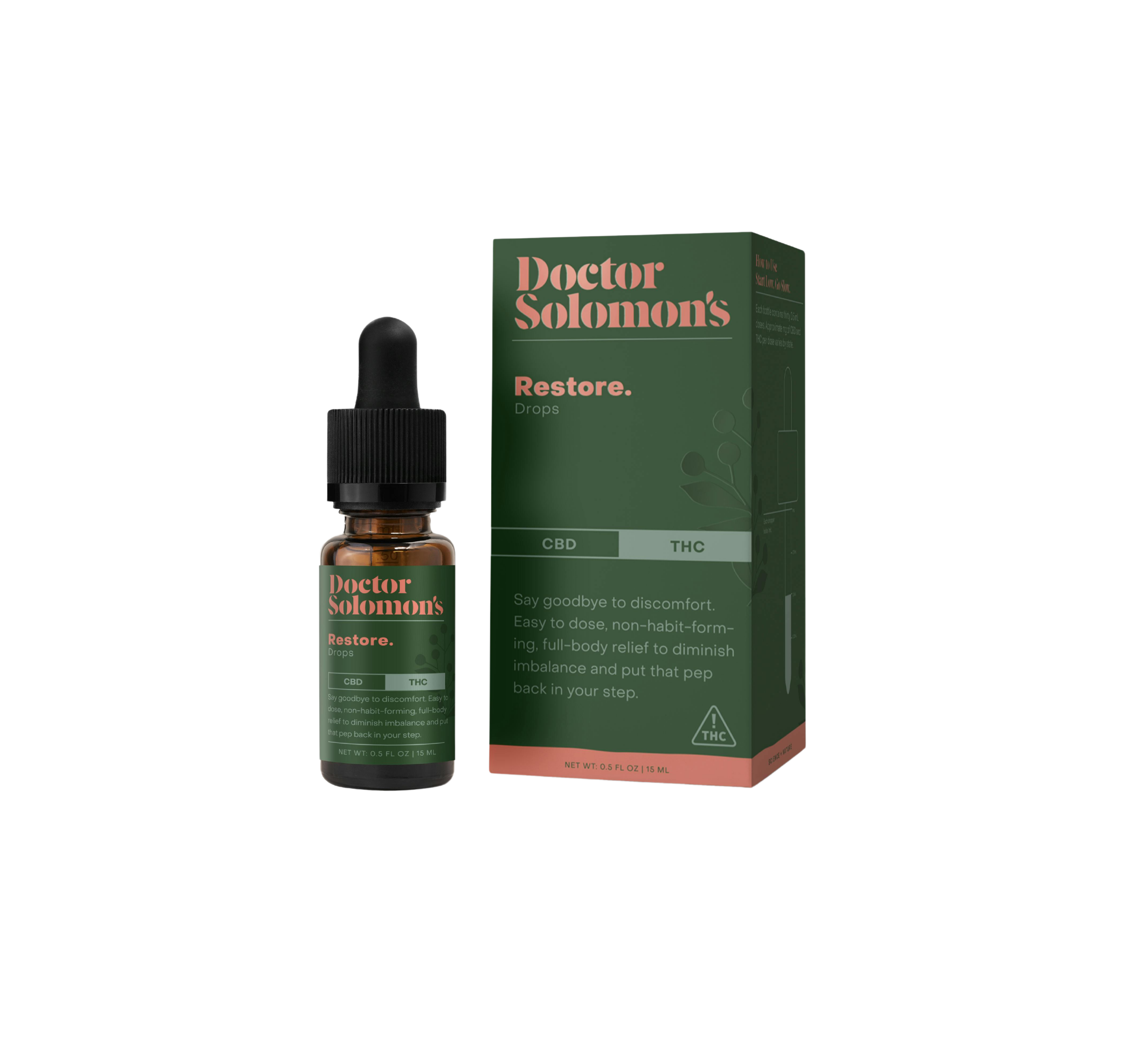 Photograph of product: Dr. Solomon's | Restore | Tinctures | 100mg TH-oui:100mg CBD