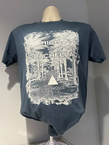 Photograph of product: Lighthouse | High From Coachella T-Shirt | Navy Blue