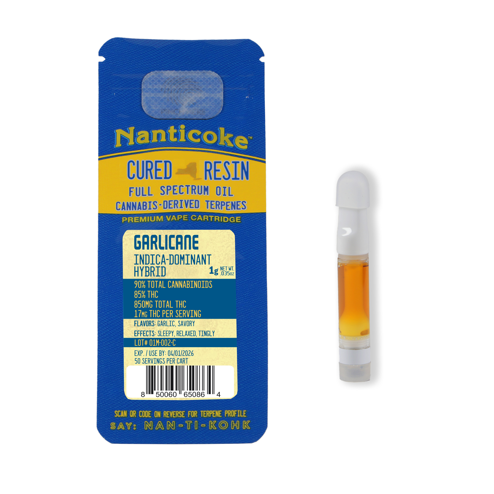 Photograph of product: Nanticoke - Garlicane Cured Resin - 510 cart
