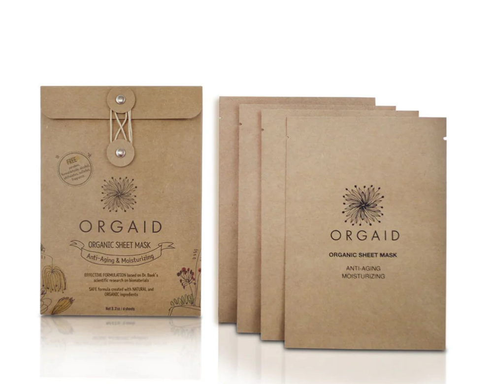 Photograph of product: ORGAID Sheet Mask, Anti-Aging & Moisturizing (4-pack)