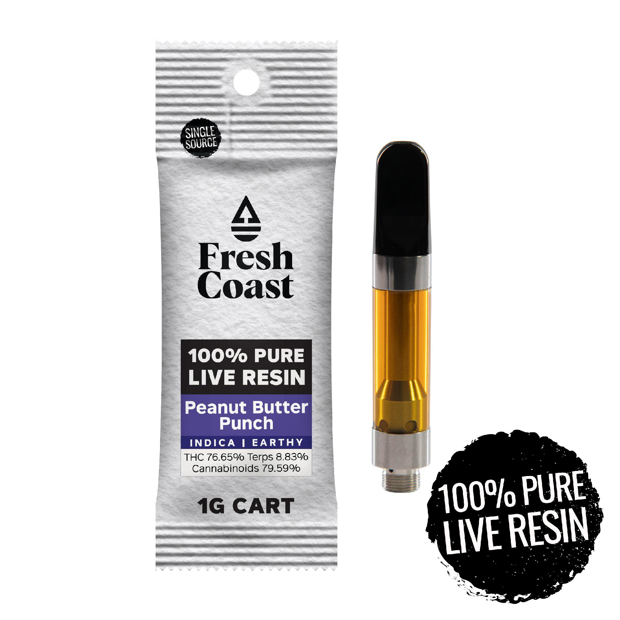 Photograph of Product: Fresh Coast - Peanut Butter Punch Live Resin Cartridge 1g