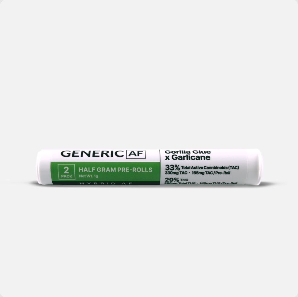 Photograph of product: Generic AF | Gorilla Glue X Garlicane | Prerolls | 2 pack | 1g