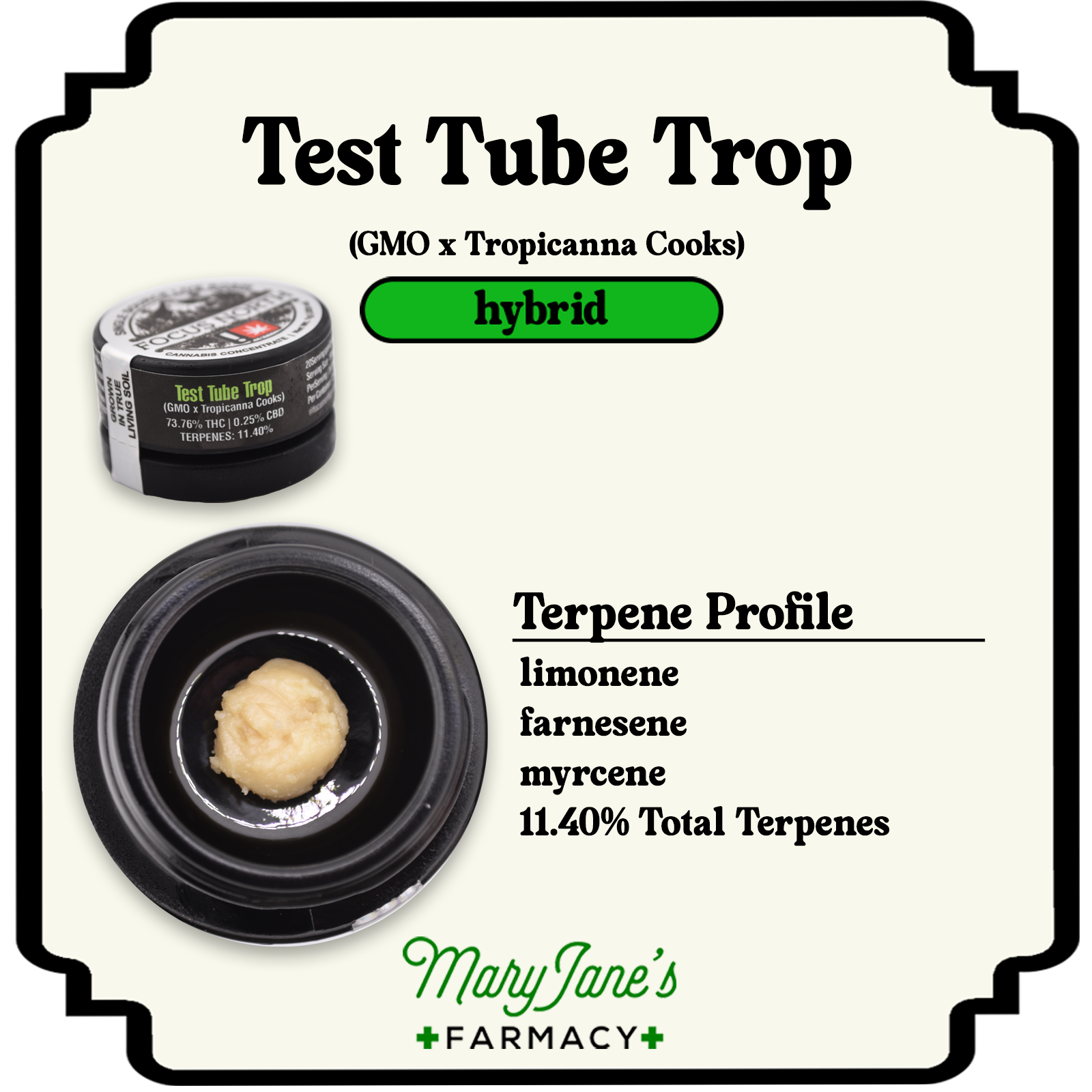 Photograph of product: Test Tube Trop Live au chocolat Rosin Extract | 1g