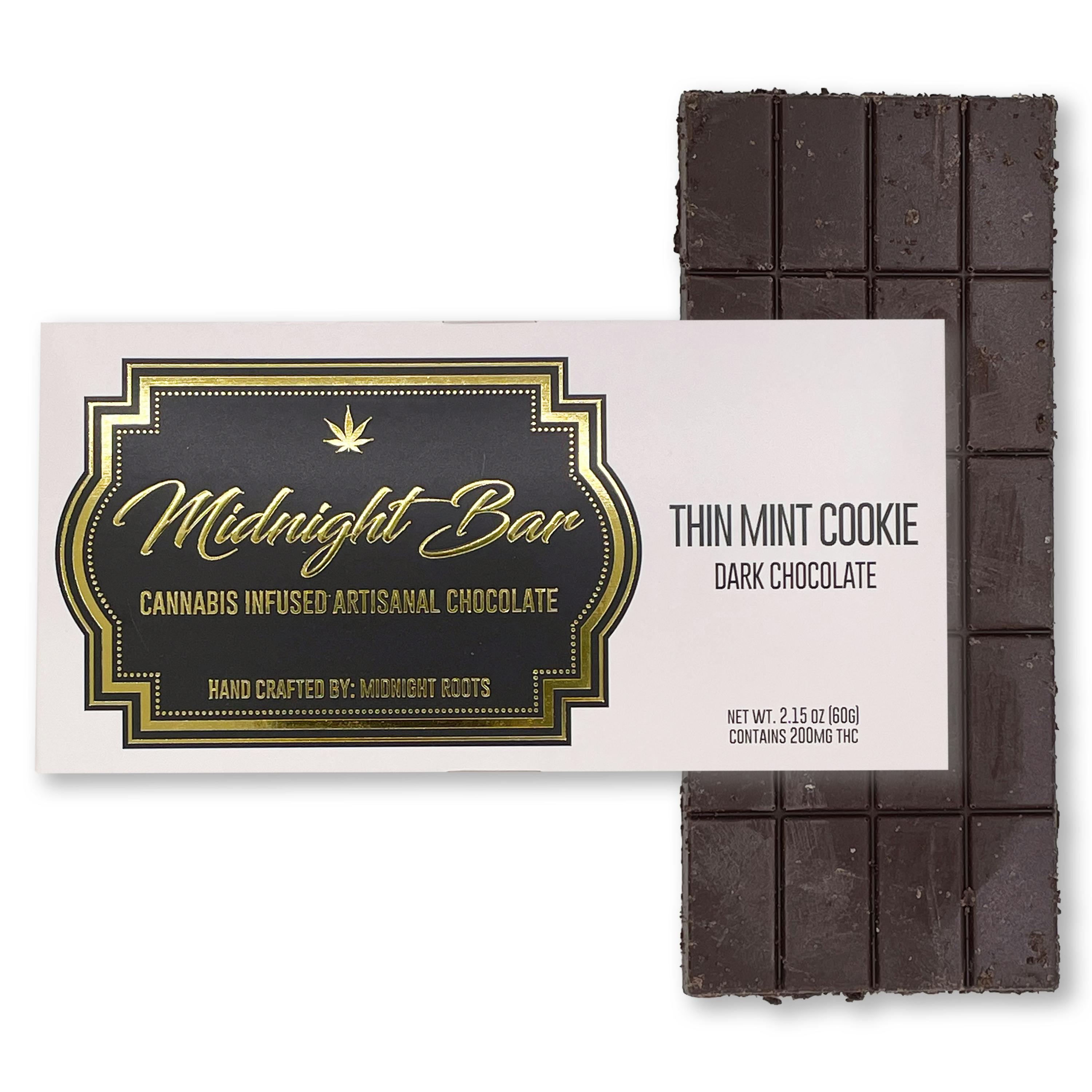 Photograph of product: Midnight Roots | Thin Mint Cookie 200mg Chocolate Bar
