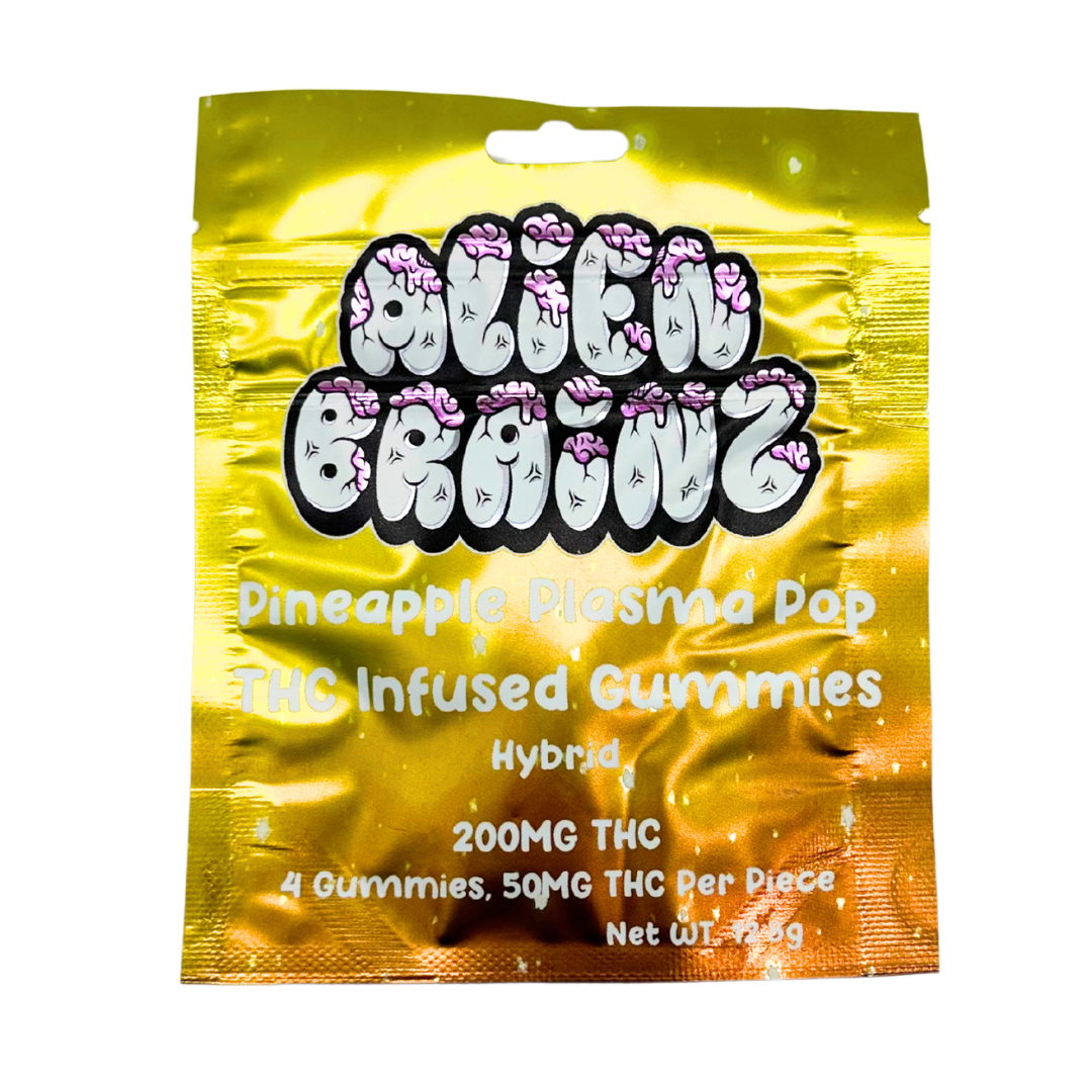Photograph of product: Alien Brainz - 200mg Gummies - Pineapple Plasma Pops