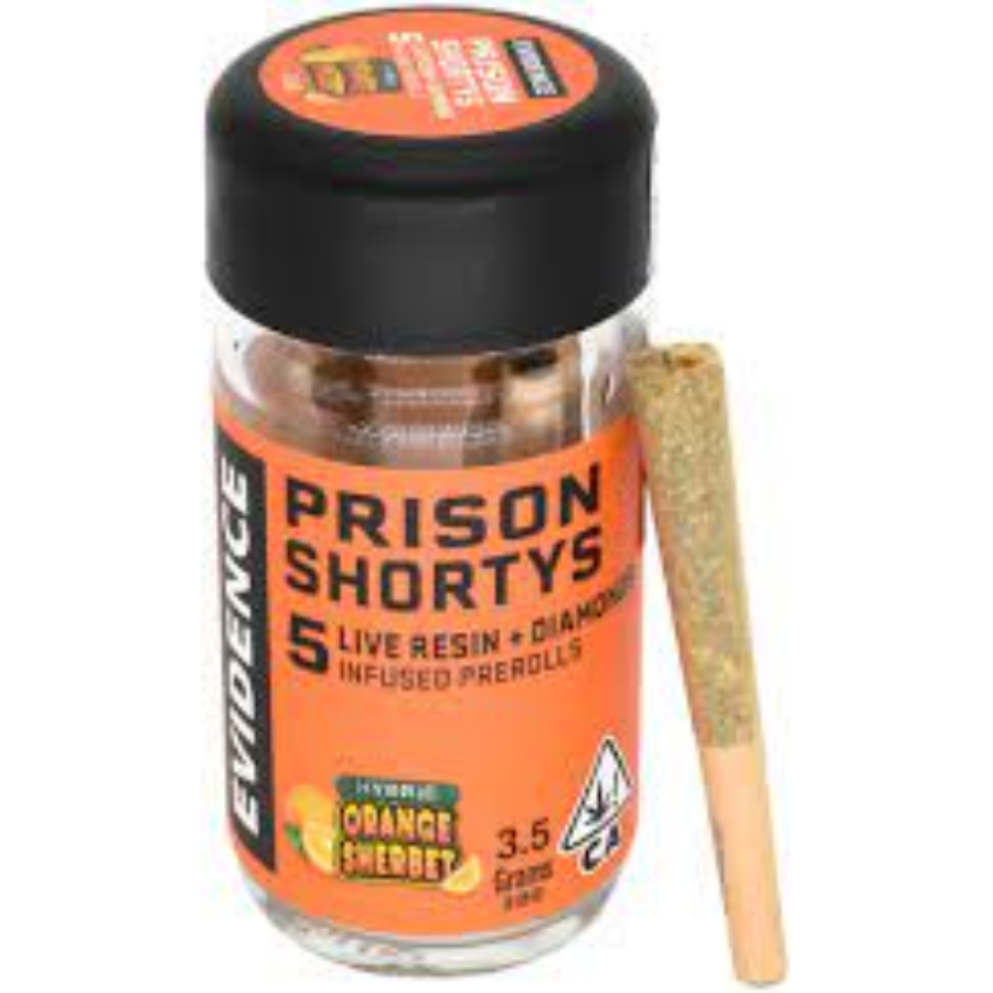 Photograph of product: Evidence Prison Shortys Infused Preroll 5 Pk Orange Sherbet 3.5g