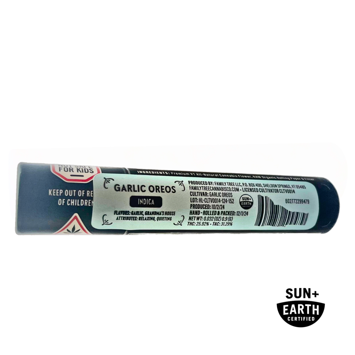 Photograph of product: Family Tree - Garlic Oreoz - 1x 1g Infused Pre-Roll