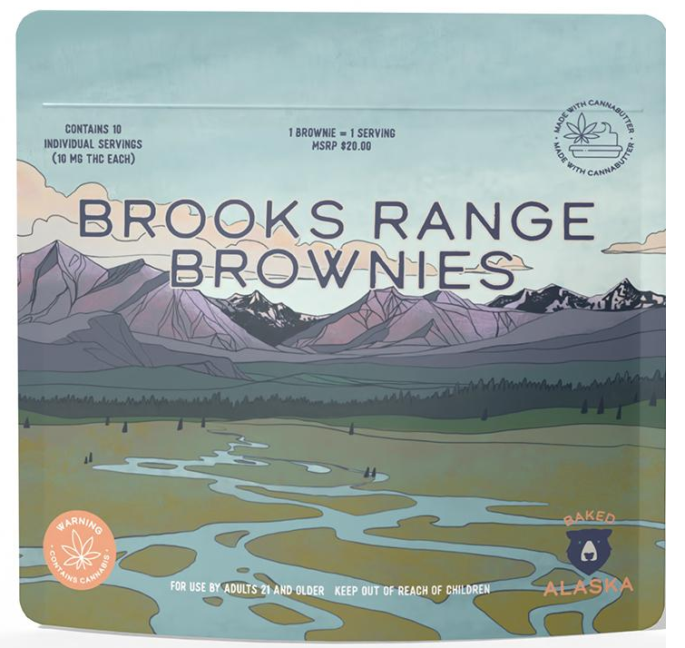 Photograph of Product: Brooks Range Brownies (100mg) Indica 10pk by Baked Alaska