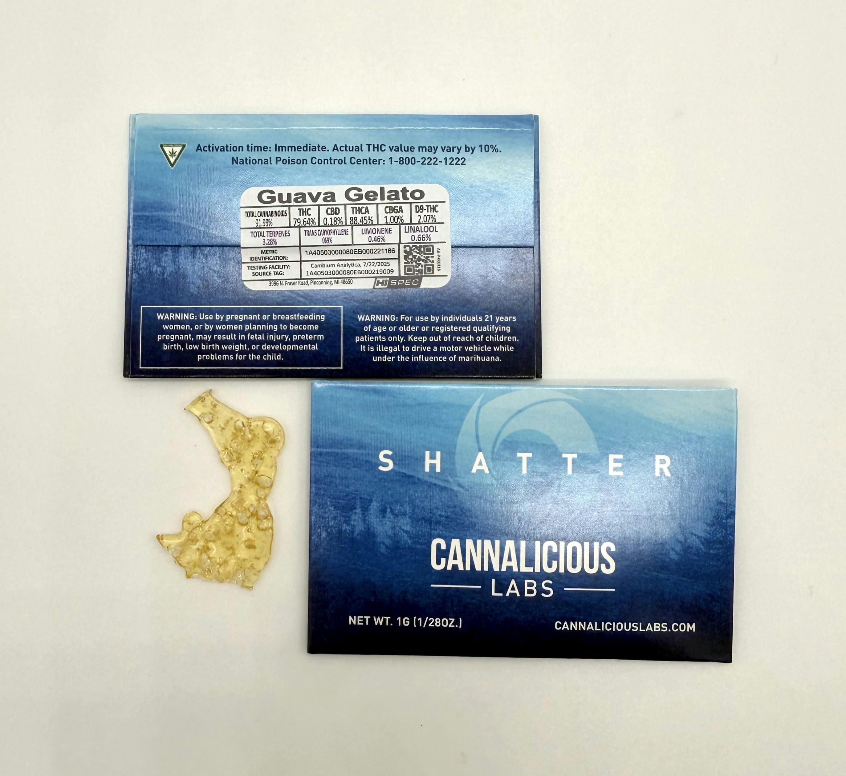 Photograph of product: Cannalicious Labs - Guava Gelato Shatter 1g | 4/$50