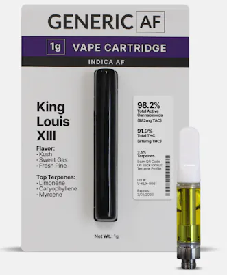 Photograph of Product: Generic AF | King Louis XIII | Vape Cartridge | 1g