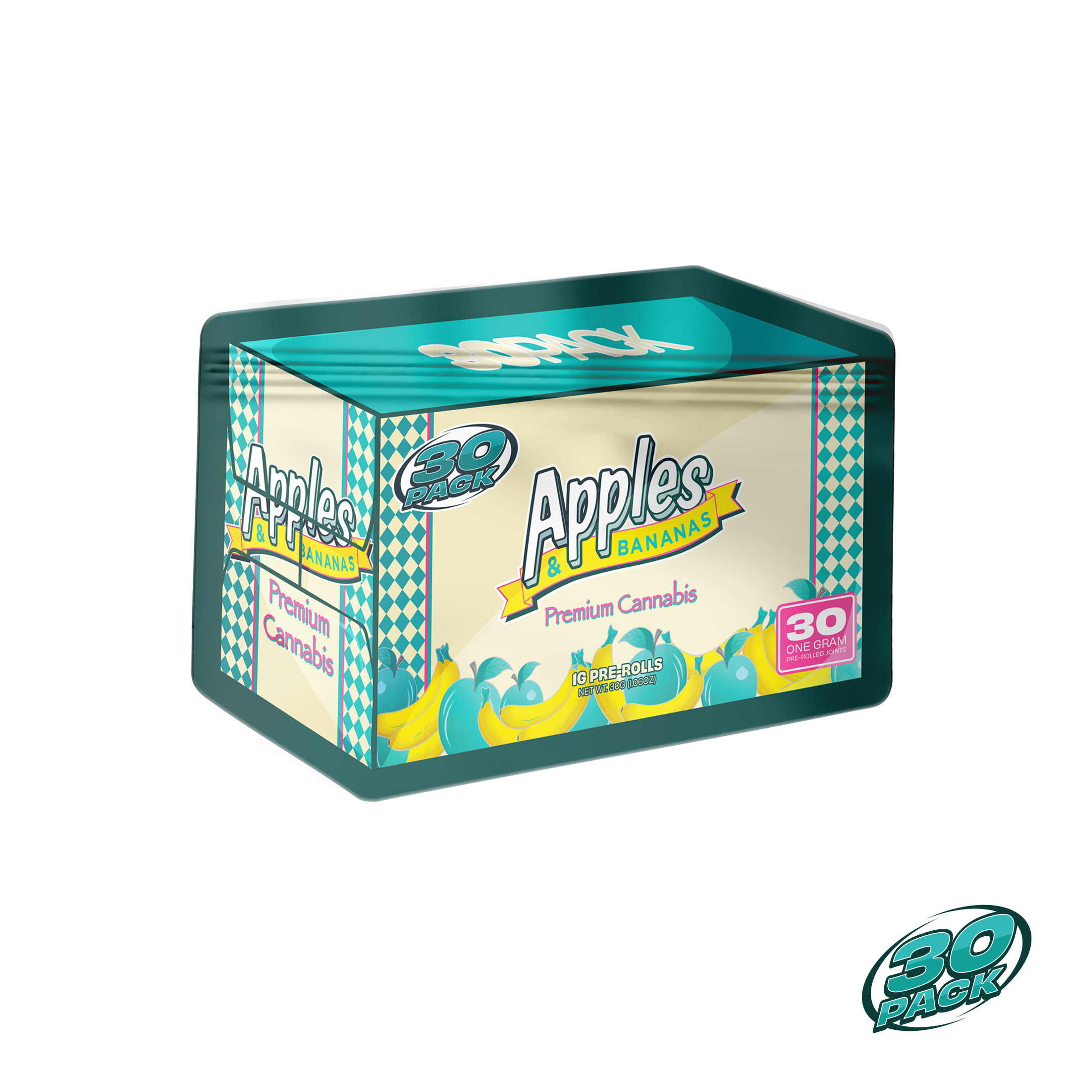 Photograph of product: 30 Pack | 1g Preroll 30pk | Apples and Bananas
