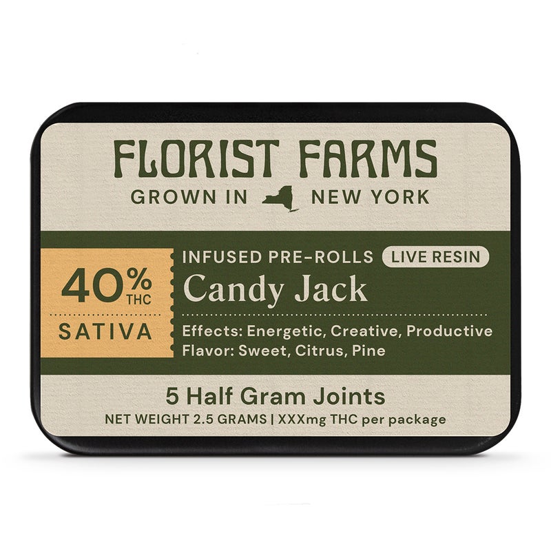 Photograph of product: Florist Farms - Candy Jack LiveResin Infused Pre Rolls - 5PK