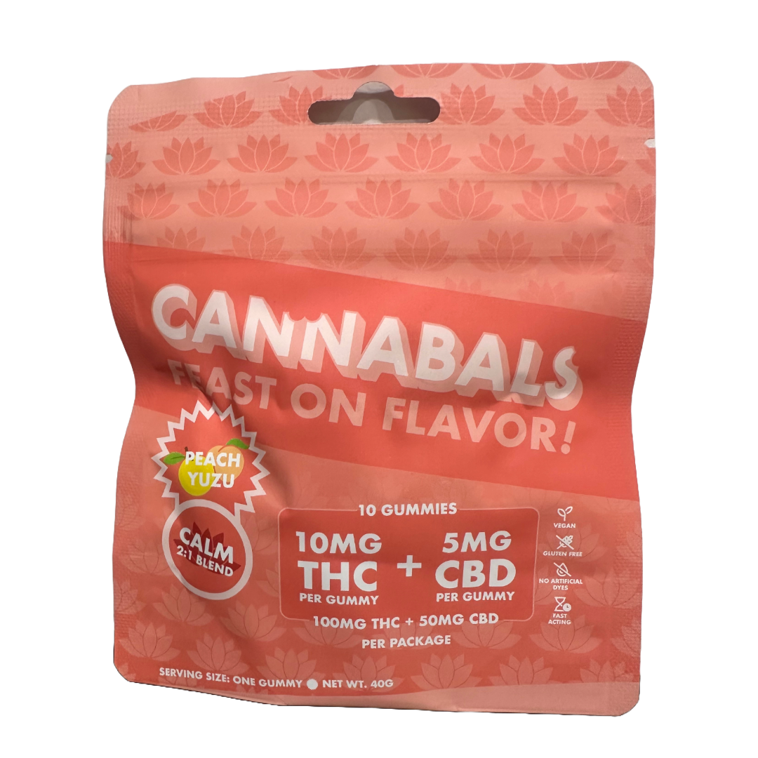 Photograph of product: Cannabals | Mood State | Peach Yuzu | Calm | 2:1 |  TH-oui:CBD