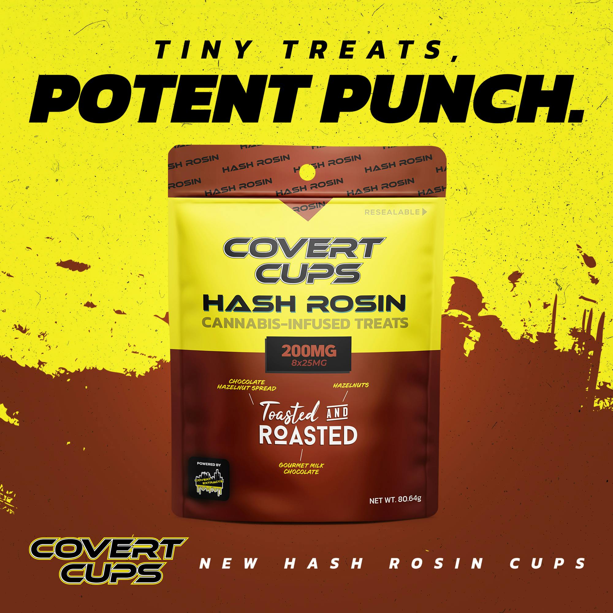 Photograph of product: Covert Cups - Hazy Nut Rosin Infused Mini Cups 200mg Chocolate
