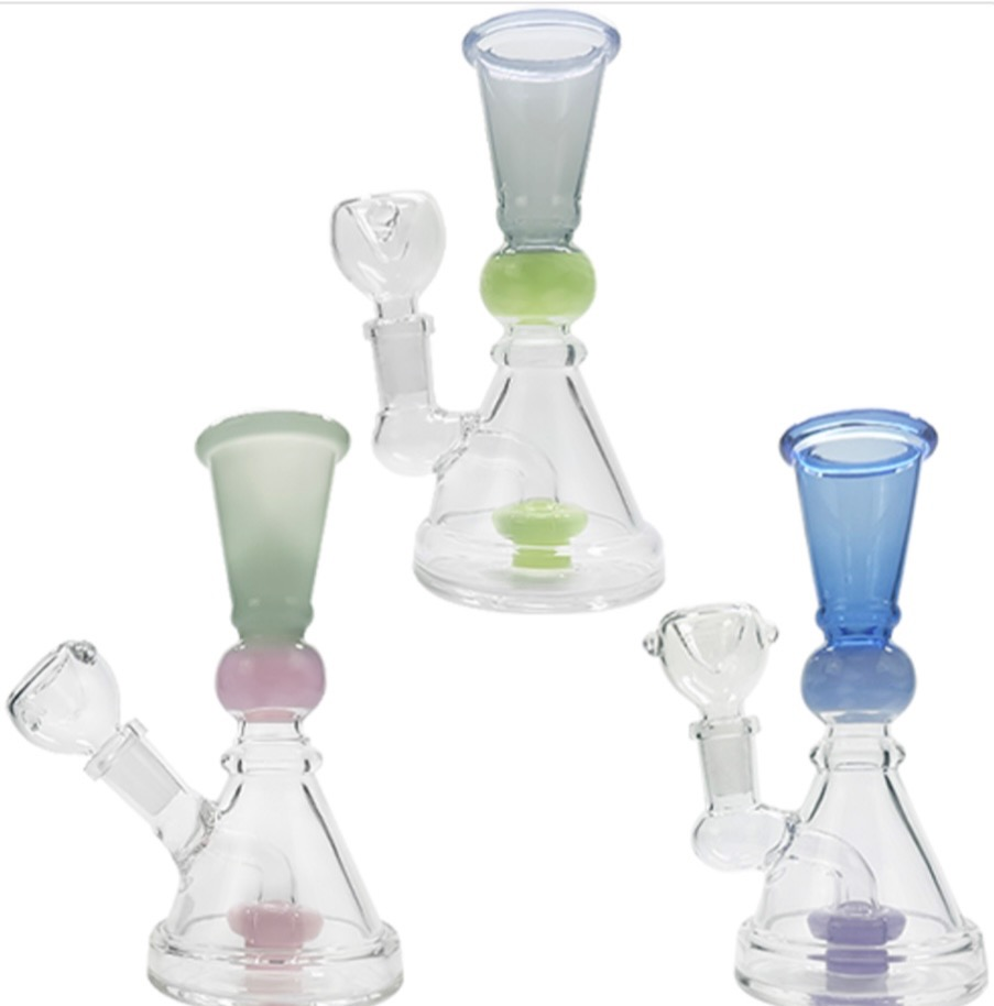 Photograph of product: 6" Slime Colored Bowtie Honeycomb Ball Beaker Bong with Flower Bowl | Assorted Colors