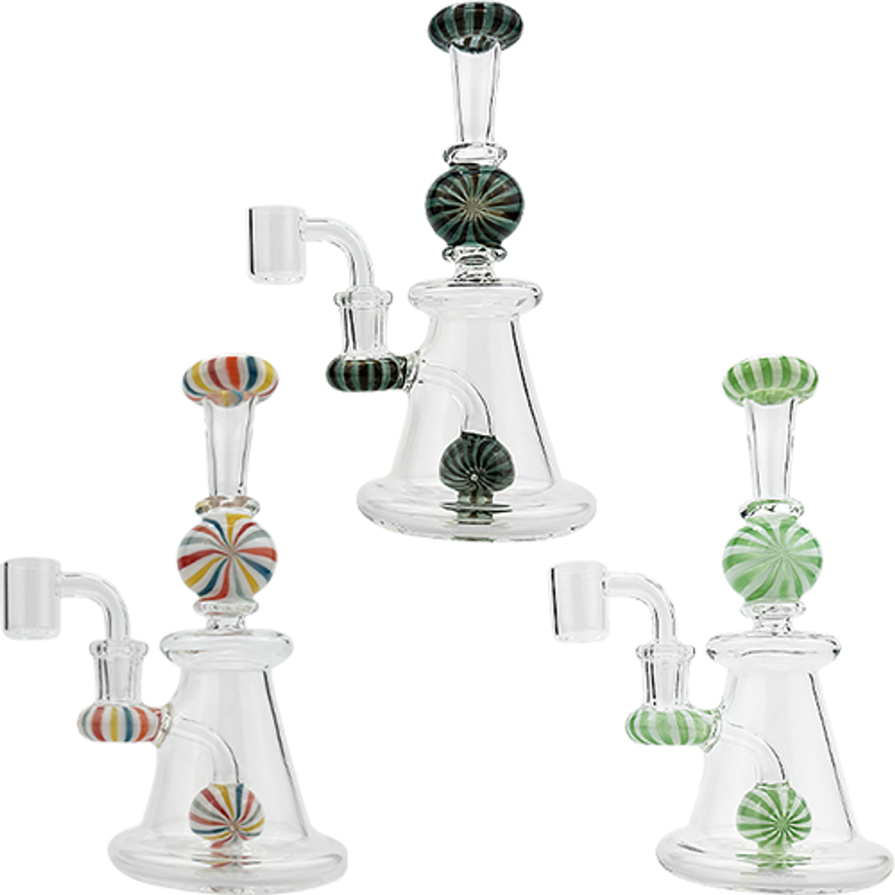 Photograph of product: 7.5" 4-Section Color Stripe Rig w/ 14mm Quartz Banger