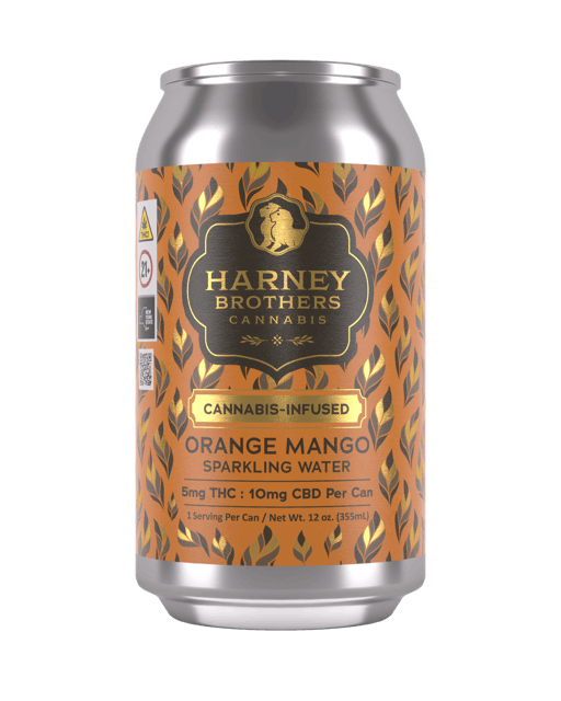 Photograph of Product: Harney Brothers Cannabis Orange Mango Sparkling Water 12oz