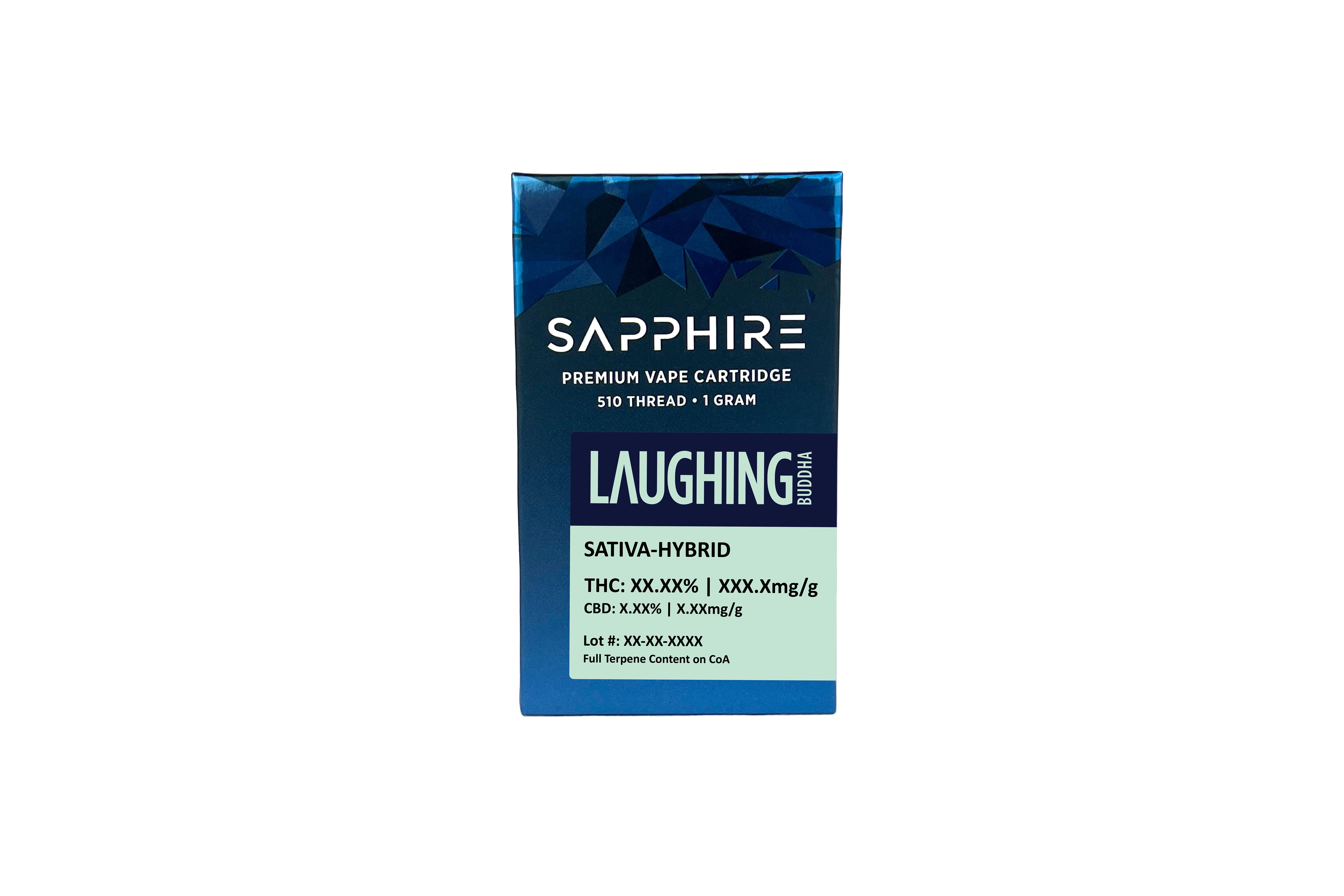 Photograph of Product: Sapphire Premium 510 Cartridge - Sativa, Laughing Buddha