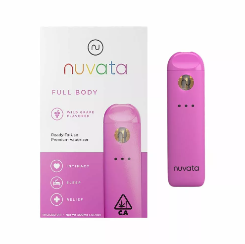 Photograph of product: Full Body Wild Grape | 0.5g | 9:1 | TH-oui:CBD | Disposable Vape | Nuvata