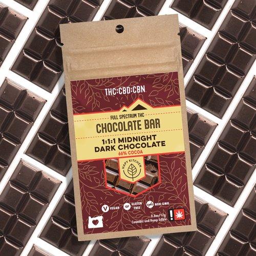 Photograph of product: HK 100mg Midnight Dark Chocolate Bar 1-1-1 TH-oui:CBD:CBN