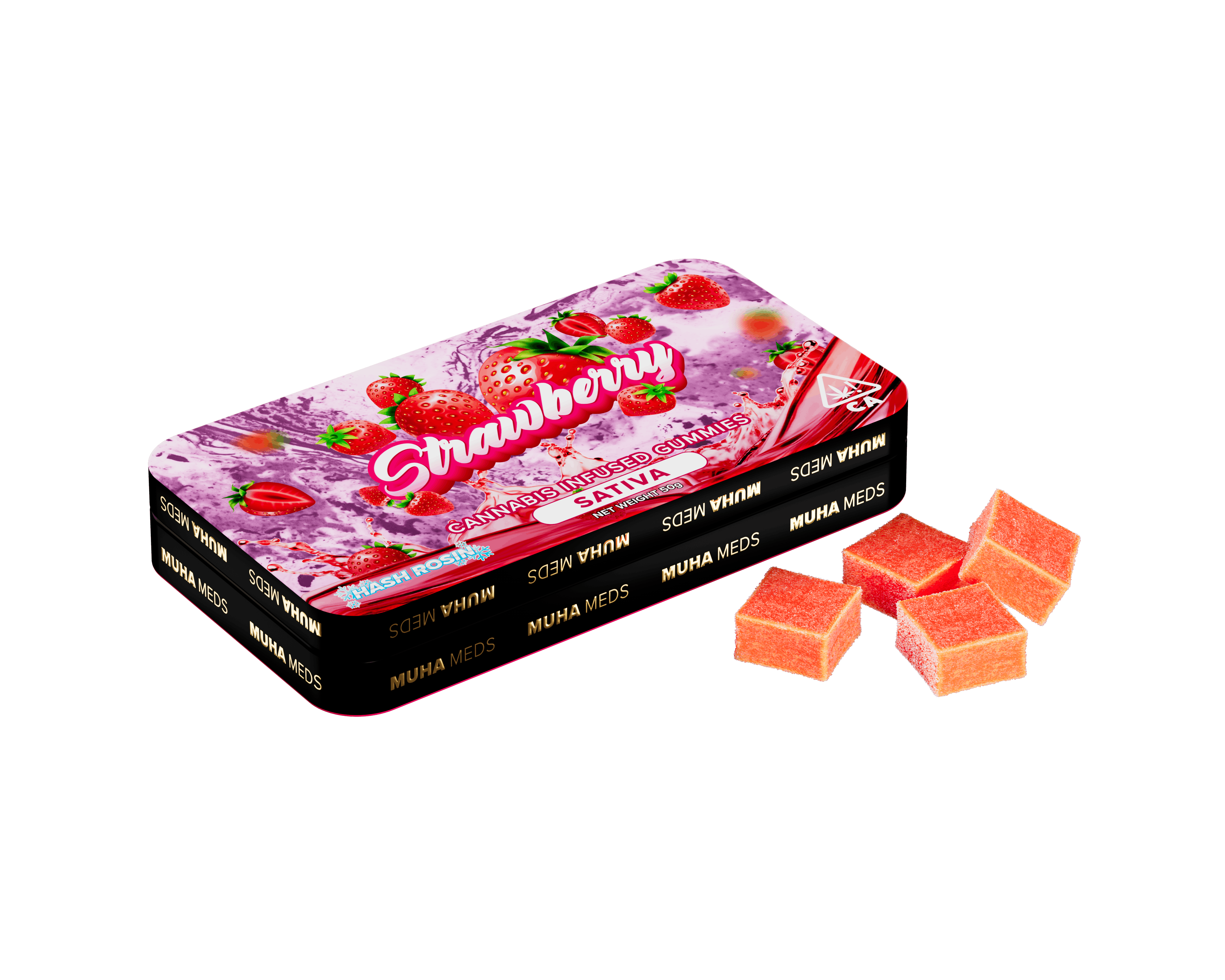 Photograph of product: MUHA MEDS au chocolat ROSIN INFUSED GUMMIES 10PK - STRAWBERRY 100MG