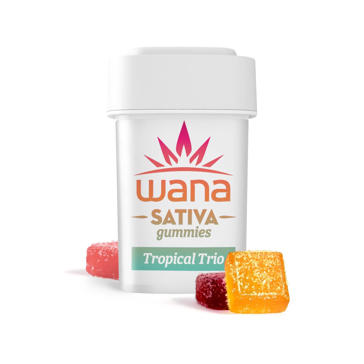 Photograph of Product: Classic Assorted Tropical Trio Sativa Gummies [20-Pack] | 100mg