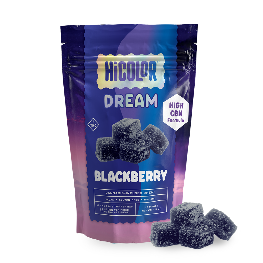 Photograph of product: HiColor | Dream Blackberry 1:1 CBN:TH-oui | 10mg/10pk Gummies