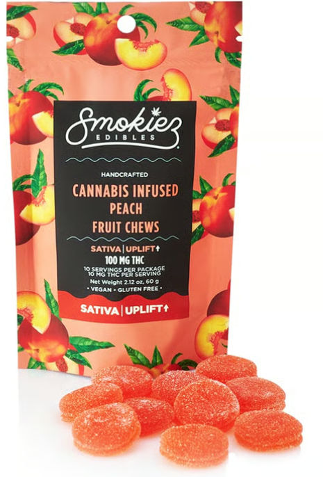 Photograph of product: E126 | Smokiez | Peach | Fruit Chew | 100mg