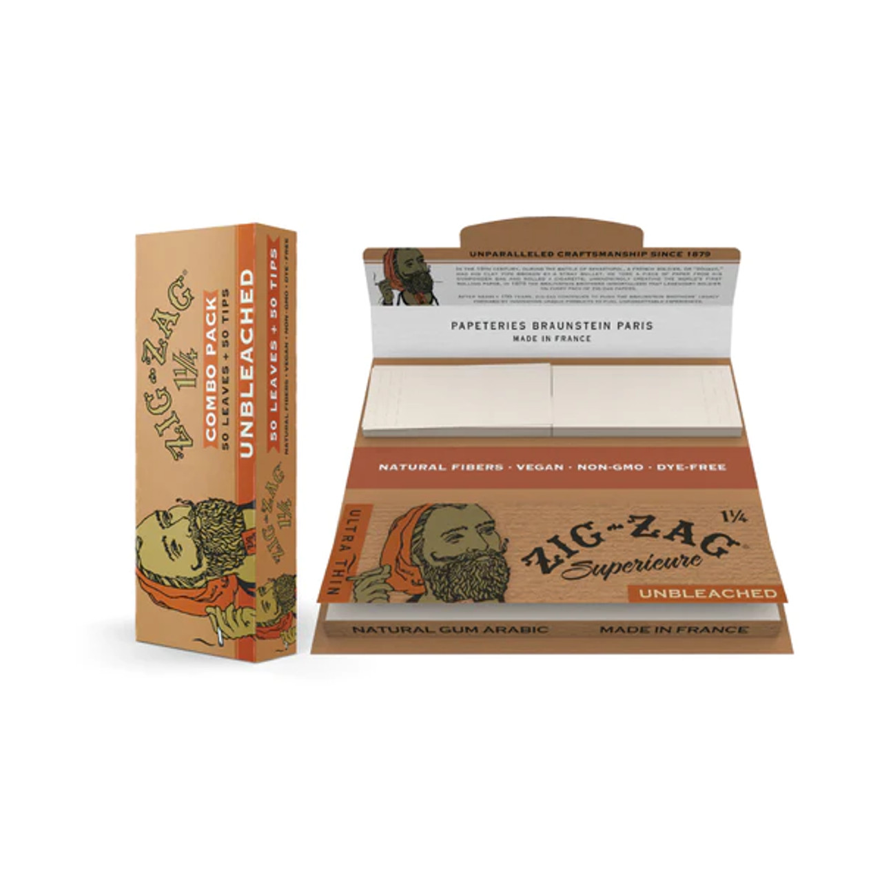 Photograph of product: ZigZag Unbleached 1 1/4 Papers Combo Pack