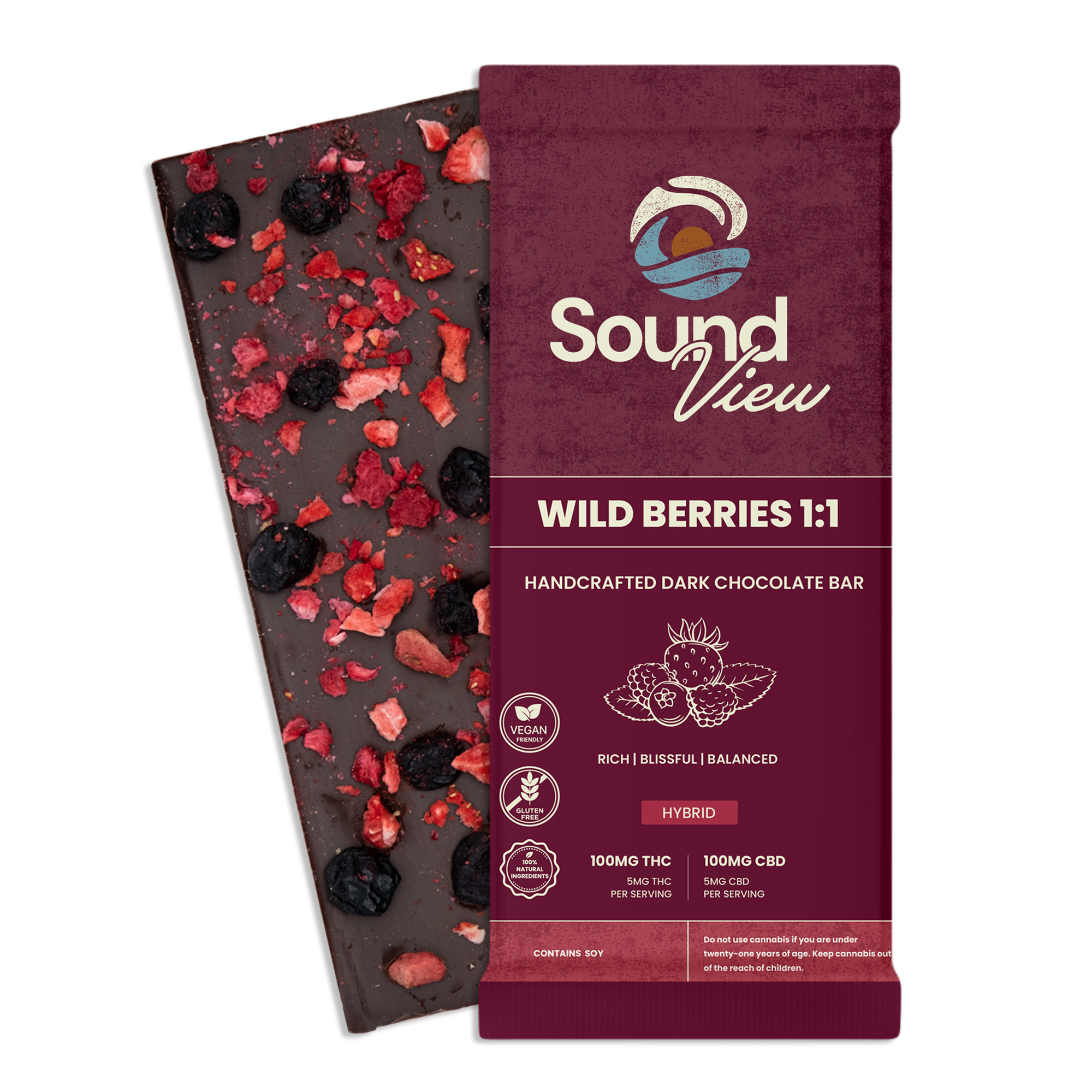 Photograph of product: Wild Berries |1:1 Dark Chocolate Bar | 95mg | C0080000114
