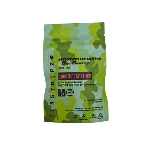 Photograph of product: 10 Stripz Mountain Drink & Baja Blast Combo Pack | 1:6 TH-oui:TH-ouiV Gummies | 100mg
