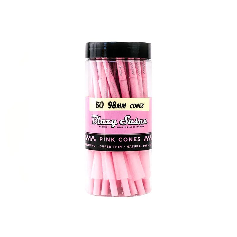 Photograph of product: 1 1/4" - Pink Pre Rolled Cones - 50 Count - Blazy Susan - 