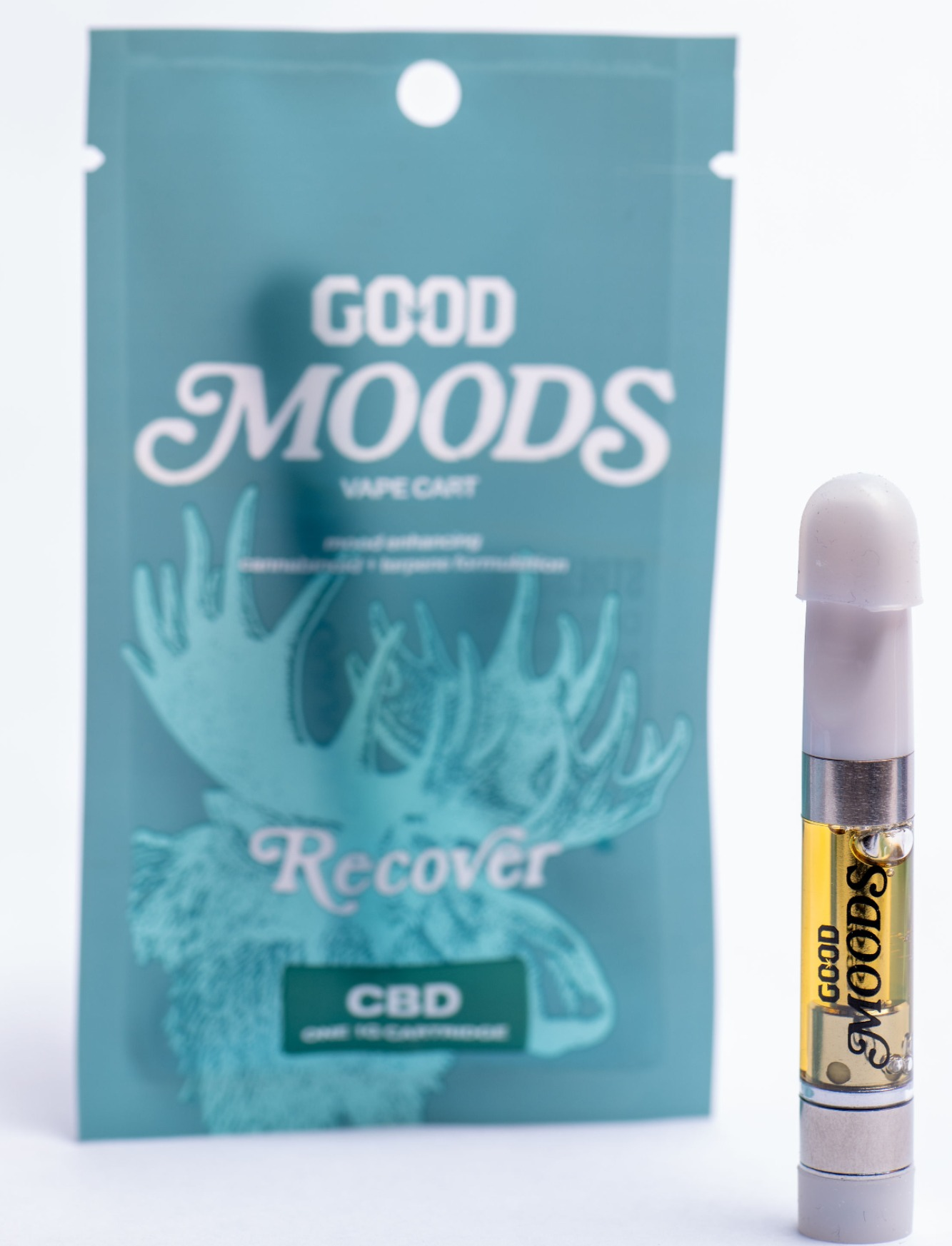 Photograph of product: *Moods* Recover CBD/CBDv 1g Vape Cartridge