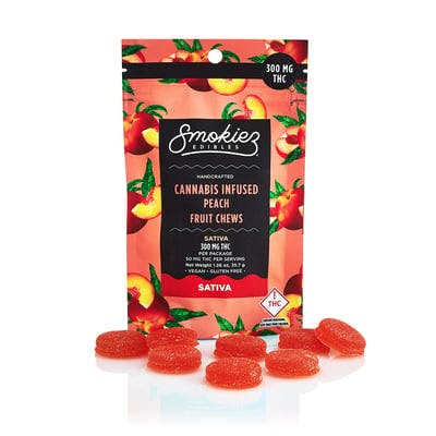 Photograph of product: Sour Peach Smokiez 100mg | 10pk - 