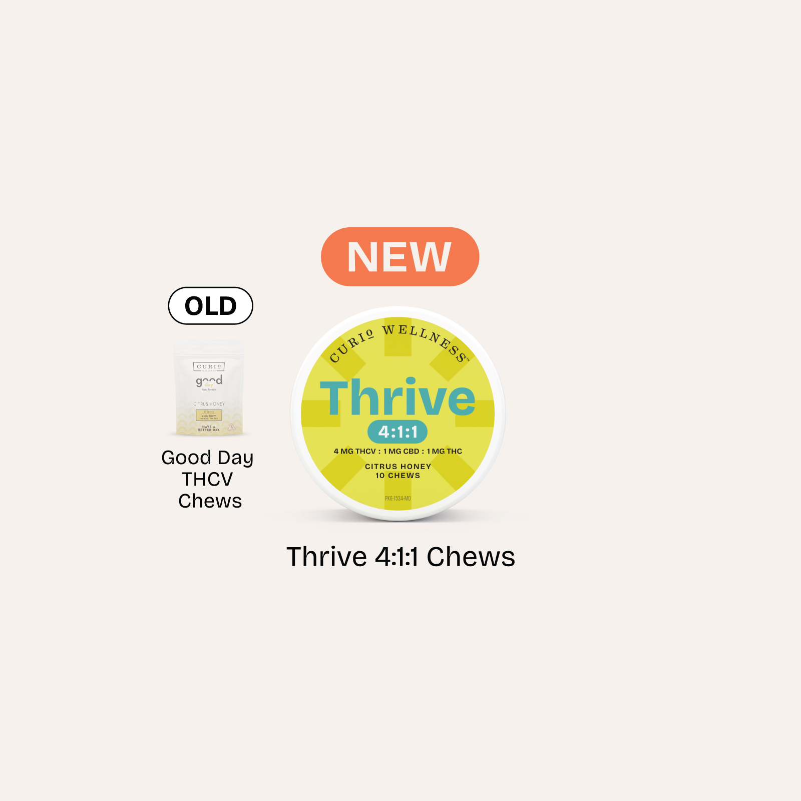 Photograph of product: #1 in MD Curio - Thrive 4:1:1 Citrus Honey Chews (10ct/1mg) (Formerly Good Day)