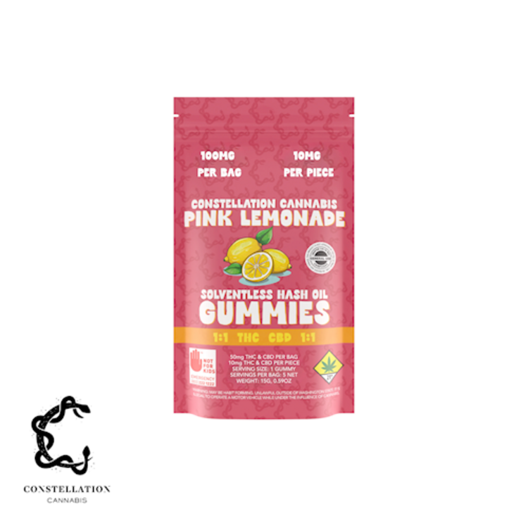 Photograph of product: 1:1 Pink Lemonade Gravity Gummies 5-pack | 100mg