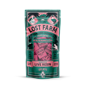 Photograph of product: Lost Farm Gelato Live Resin Watermelon Chews (10pk)