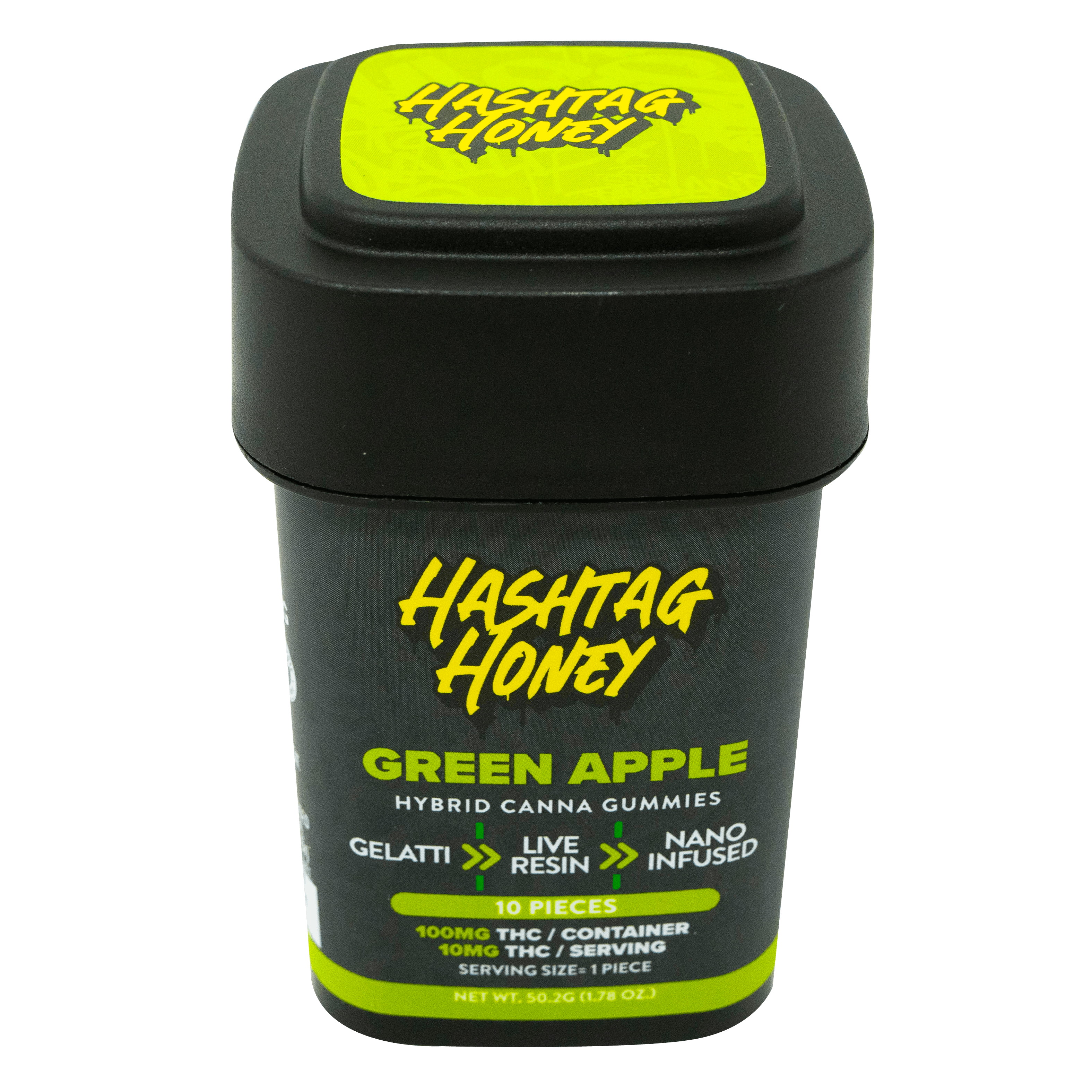 Photograph of product: au chocolattag Honey | Gummies | Green Apple | Live Resin | 10mg | 10 Pack | 100mg | Hybrid