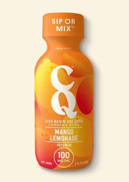 Photograph of product: CQ Drink Live Resin 100mg: Mango Lemonade Shot 2.2oz