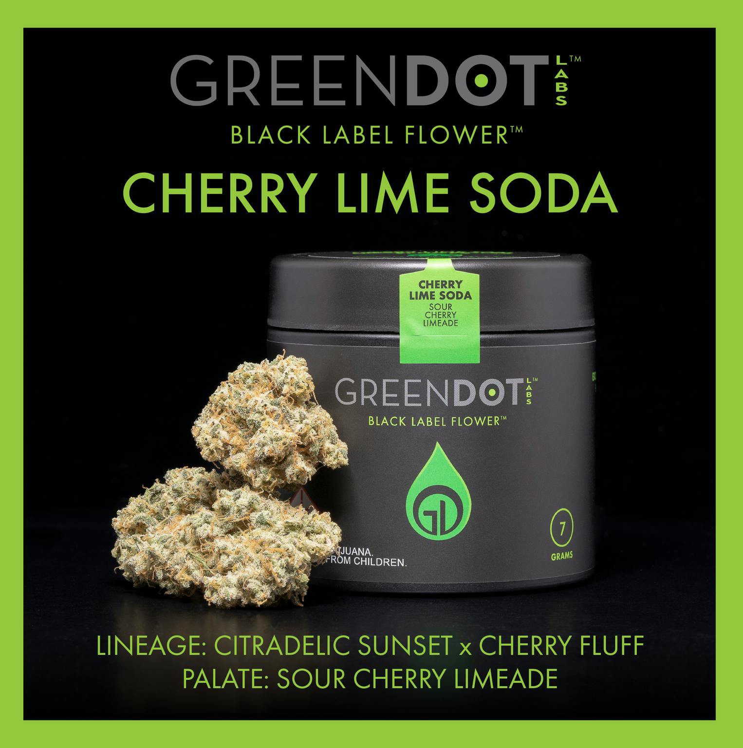 Photograph of product: Green Dot Labs - Cherry Lime Soda 8th Jar