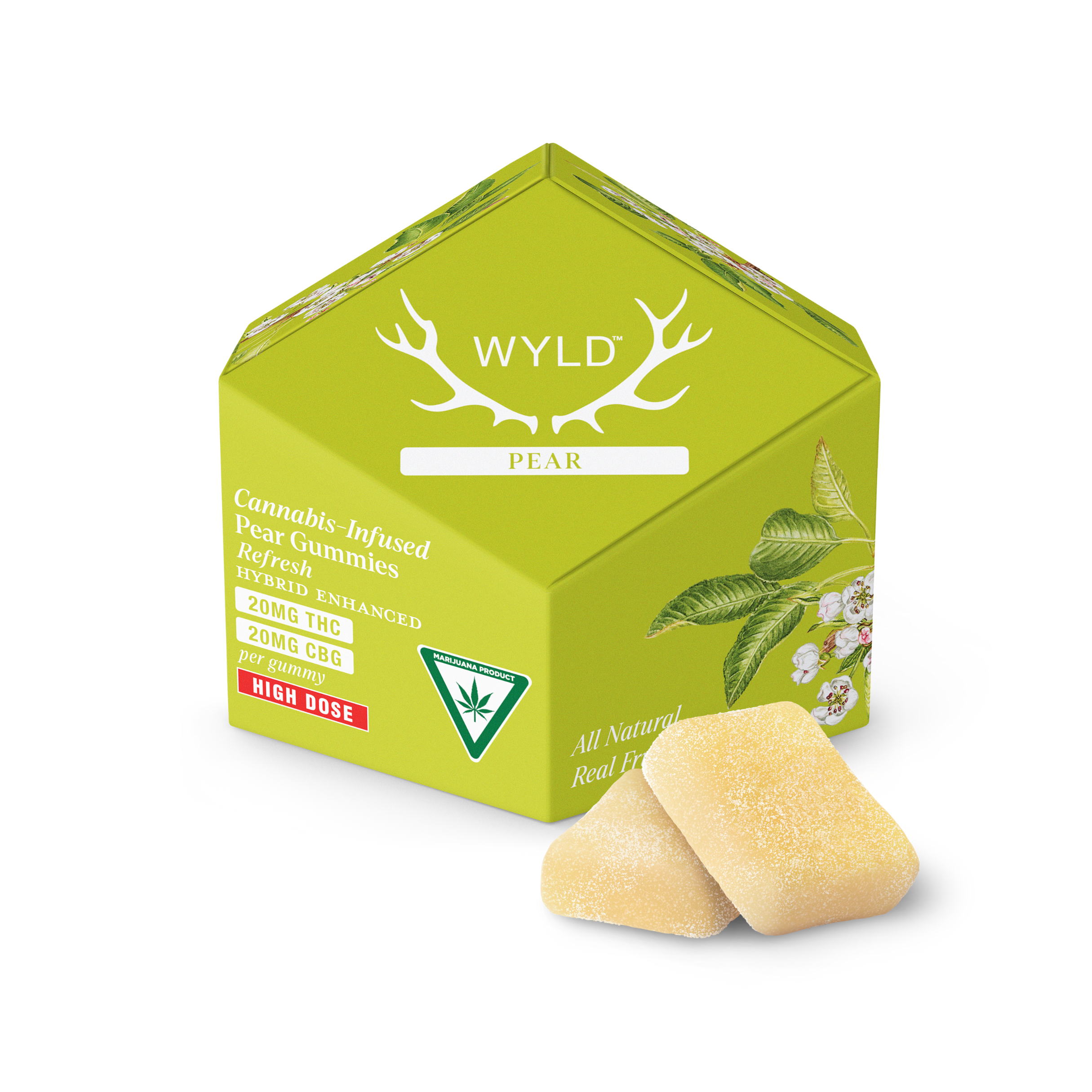 Photograph of product: 1:1 Pear 200mgTHC:200mgCBG Hybrid Gummies by Wyld