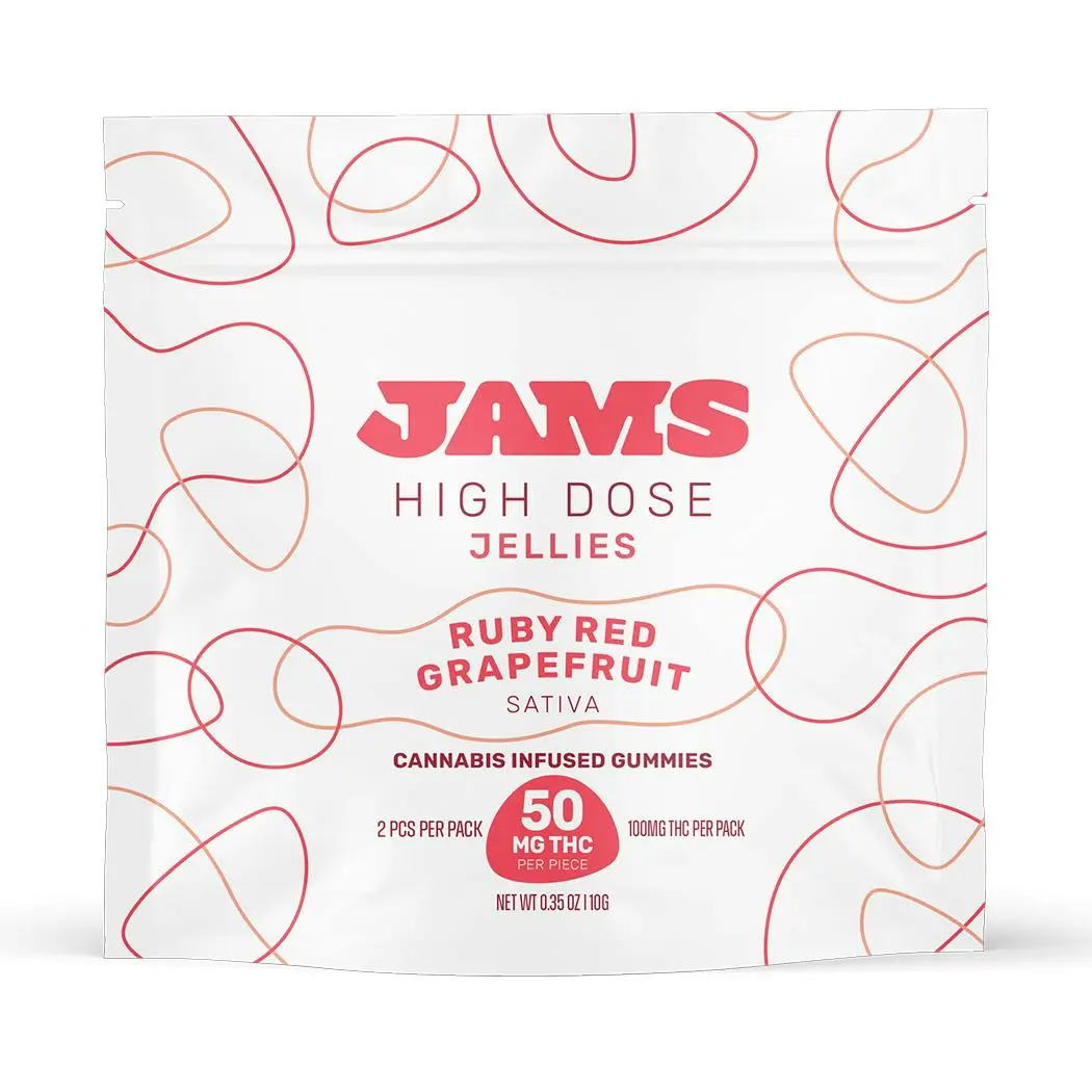 Photograph of product: JAMS Fast Acting Jellies 100mg: High Dose Ruby Red Grapefruit 2pc