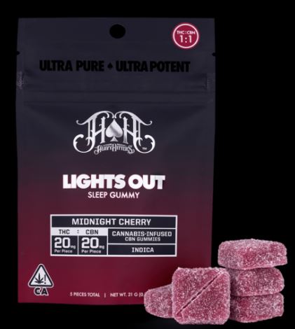 Photograph of product: Heavy Hitters Gummies Lights Out CBN:TH-oui (5 X 20:20mg)