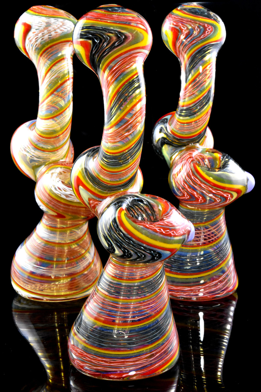 Photograph of product: Bubbler Large - 8" Large Color Changing Sherlock Rasta Bubbler $40