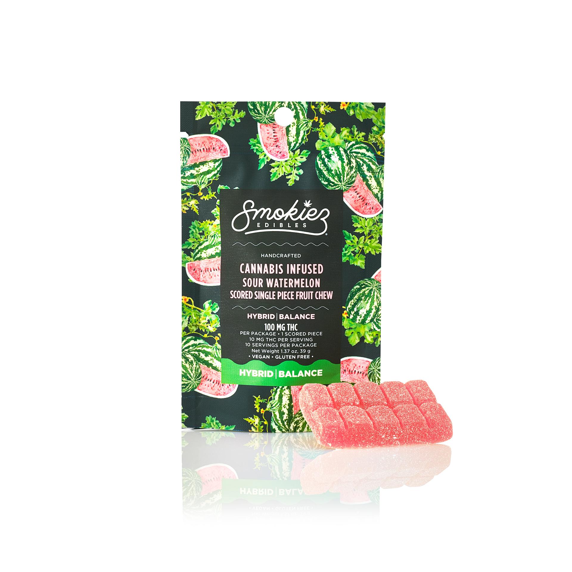 Photograph of product: SMOKIEZ - GUMMIES - 100MG - 1PK - SOUR WATERMELON - HYBRID