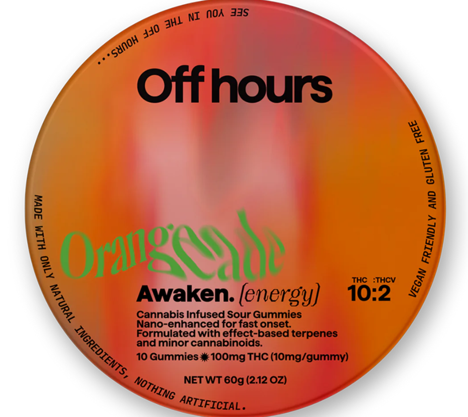 Photograph of product: Orangeade (S) Sour | Awaken | Off Hours | 10 Pack Gummies (100mg)